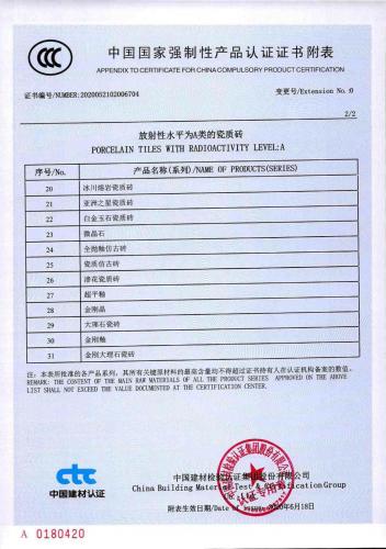 中國(guó)國(guó)家強(qiáng)制性產(chǎn)品認(rèn)證證書附表2